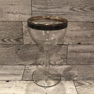 Cocktail Glasses Wine Goblets Silver Plate Rim 5x2.75" Vintage Replacement